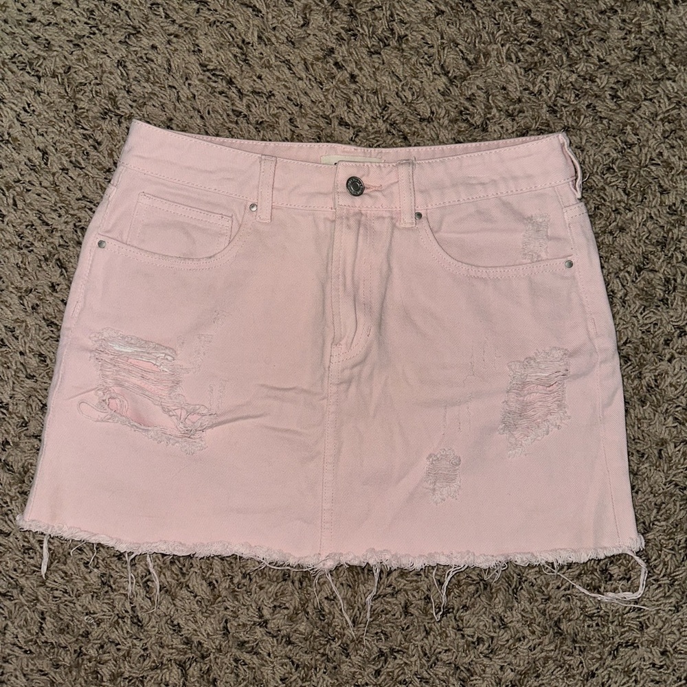 PacSun Light Pink Distressed Mini Skirt